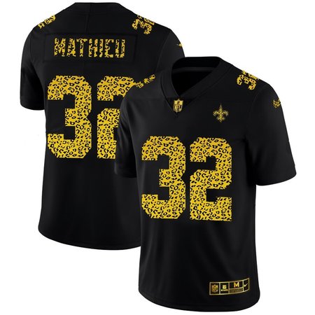 New Orleans Saints #32 Tyrann Mathieu Men's Nike Leopard Print Fashion Vapor Limited NFL Jersey Black
