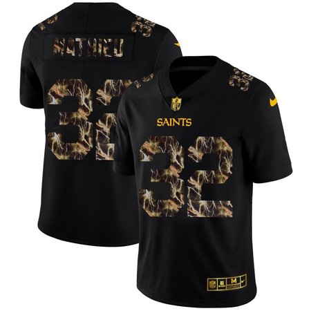 New Orleans Saints #32 Tyrann Mathieu Men's Black Nike Flocked Lightning Vapor Limited NFL Jersey