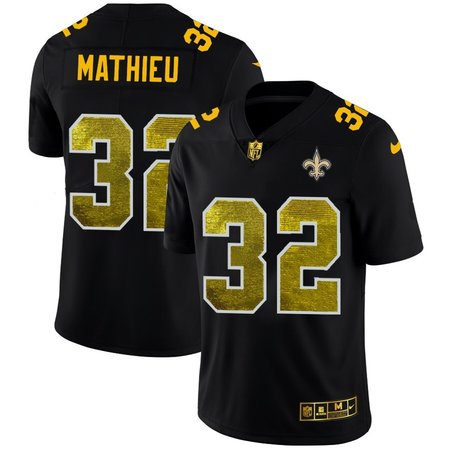 New Orleans Saints #32 Tyrann Mathieu Men's Black Nike Golden Sequin Vapor Limited NFL Jersey
