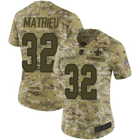 Nike Saints #32 Tyrann Mathieu Camo Women's Stitched NFL Limited 2018 Salute To Service Jersey