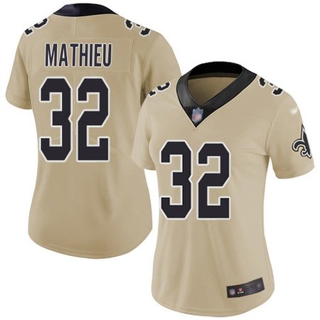 Nike Saints #32 Tyrann Mathieu Gold Women's Stitched NFL Limited Inverted Legend Jersey