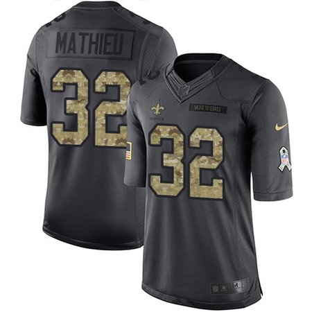 Nike Saints #32 Tyrann Mathieu Black Youth Stitched NFL Limited 2016 Salute To Service Jersey