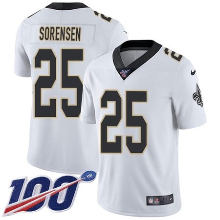 Nike Saints #25 Daniel Sorensen White Men's Stitched NFL 100th Season Vapor Limited Jersey