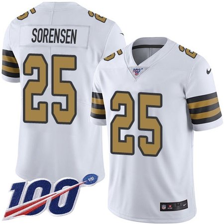 Nike Saints #25 Daniel Sorensen White Men's Stitched NFL Limited Rush 100th Season Jersey