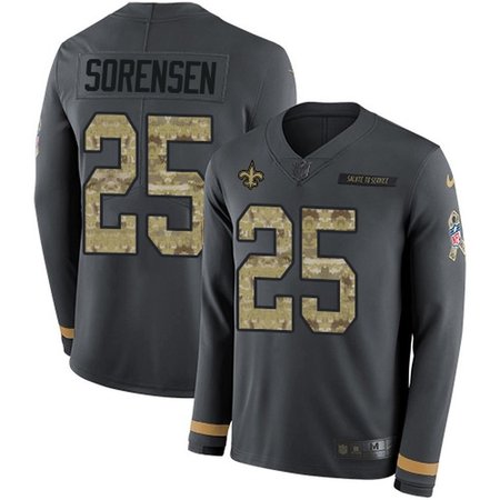 Nike Saints #25 Daniel Sorensen Anthracite Salute to Service Men's Stitched NFL Limited Therma Long Sleeve Jersey