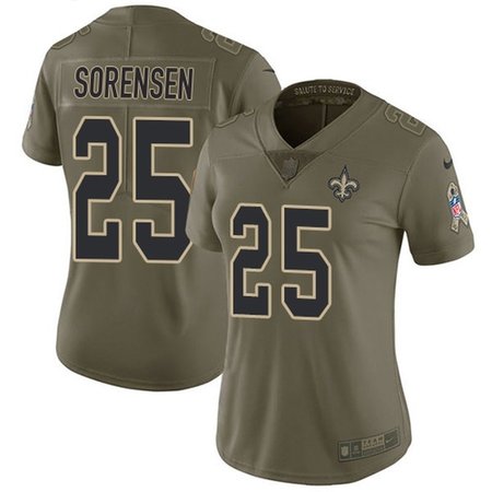 Nike Saints #25 Daniel Sorensen Olive Women's Stitched NFL Limited 2017 Salute To Service Jersey