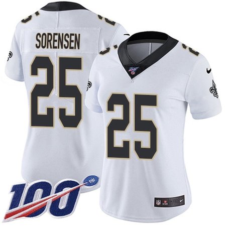 Nike Saints #25 Daniel Sorensen White Women's Stitched NFL 100th Season Vapor Limited Jersey