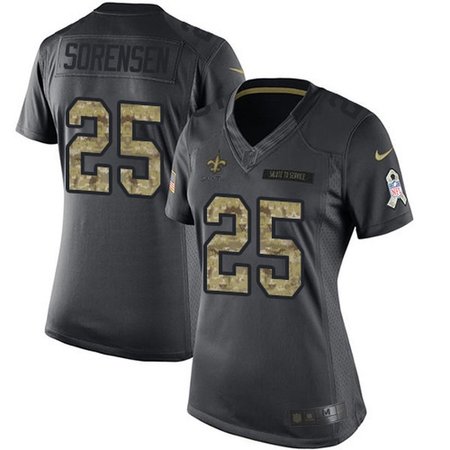Nike Saints #25 Daniel Sorensen Black Women's Stitched NFL Limited 2016 Salute To Service Jersey