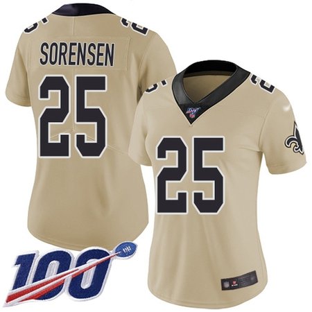 Nike Saints #25 Daniel Sorensen Gold Women's Stitched NFL Limited Inverted Legend 100th Season Jersey