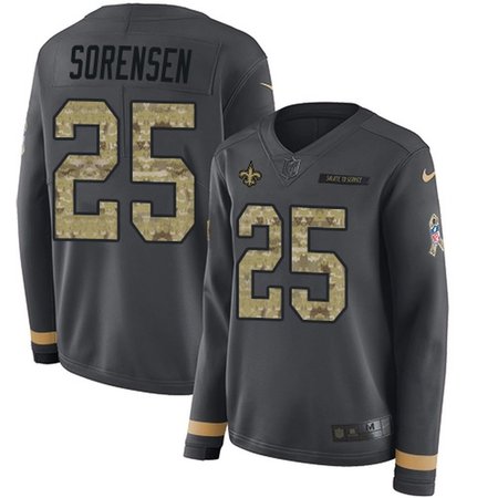 Nike Saints #25 Daniel Sorensen Anthracite Salute to Service Women's Stitched NFL Limited Therma Long Sleeve Jersey