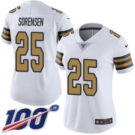 Nike Saints #25 Daniel Sorensen White Women's Stitched NFL Limited Rush 100th Season Jersey