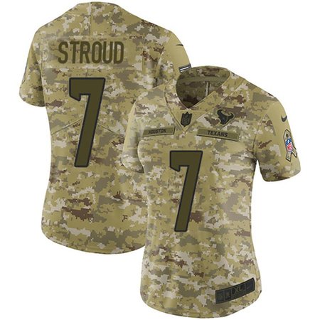 Nike Texans #7 C.J. Stroud Camo Women's Stitched NFL Limited 2018 Salute To Service Jersey