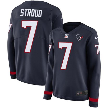Nike Texans #7 C.J. Stroud Navy Blue Team Color Women's Stitched NFL Limited Therma Long Sleeve Jersey
