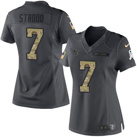 Nike Texans #7 C.J. Stroud Black Women's Stitched NFL Limited 2016 Salute to Service Jersey