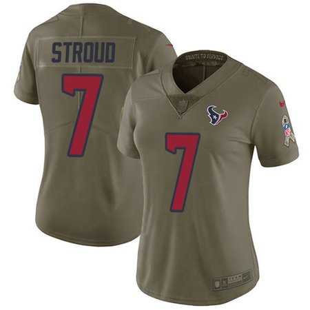 Nike Texans #7 C.J. Stroud Olive Women's Stitched NFL Limited 2017 Salute To Service Jersey