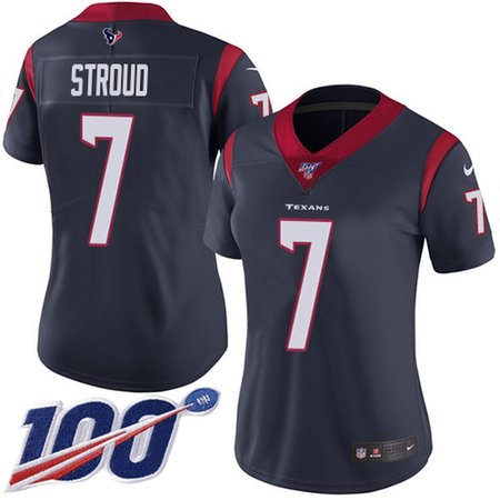 Nike Texans #7 C.J. Stroud Navy Blue Team Color Women's Stitched NFL 100th Season Vapor Untouchable Limited Jersey
