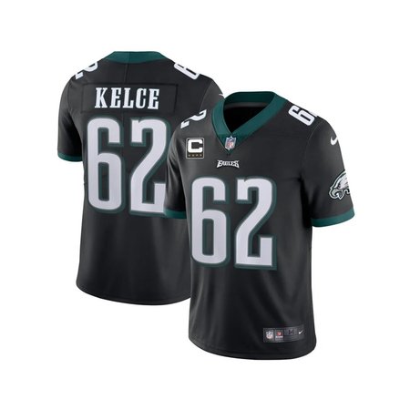 Nike Eagles #62 Jason Kelce Black Alternate Men's Stitched NFL Vapor Untouchable Limited Jersey with Captain Patch