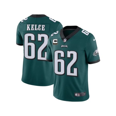 Nike Eagles #62 Jason Kelce Midnight Green Team Color Men's Stitched NFL Vapor Untouchable Limited Jersey with Captain Patch