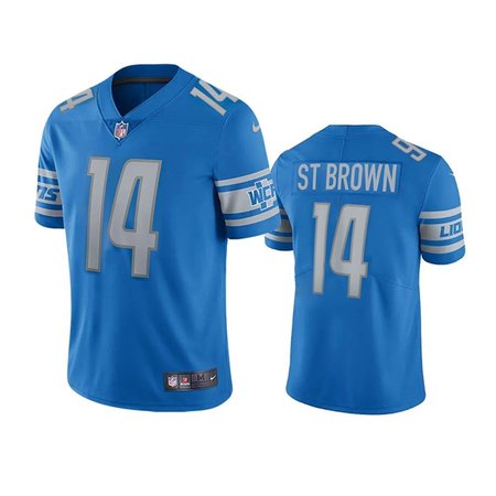 Nike Lions #14 Amon-Ra St. Brown Light Blue Team Color Men's Stitched NFL Vapor Untouchable Limited Jersey