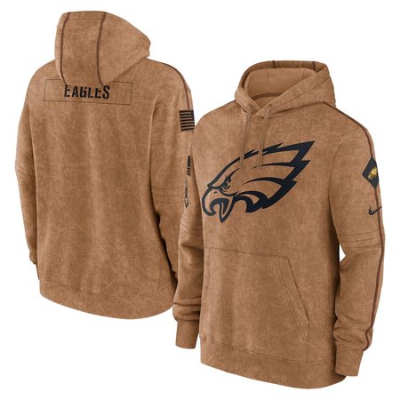 Men's Philadelphia Eagles 2023 Salute to Service Performance Pullover Brown Hoodie