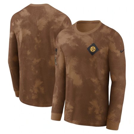 Pittsburgh Steelers Men's Brown Nike 2023 Long Sleeve Salute to Service T-Shirt